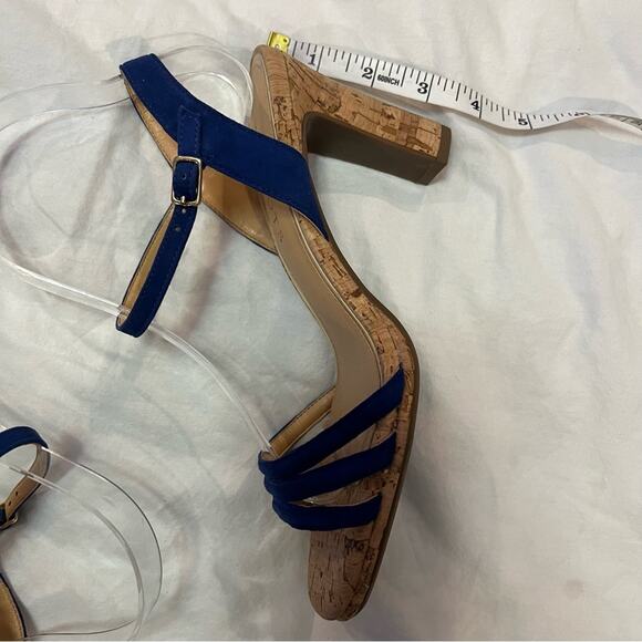Talbots  Blue Velvet Strappy Cork Heeled Sandal sz 7 - Picture 9 of 11